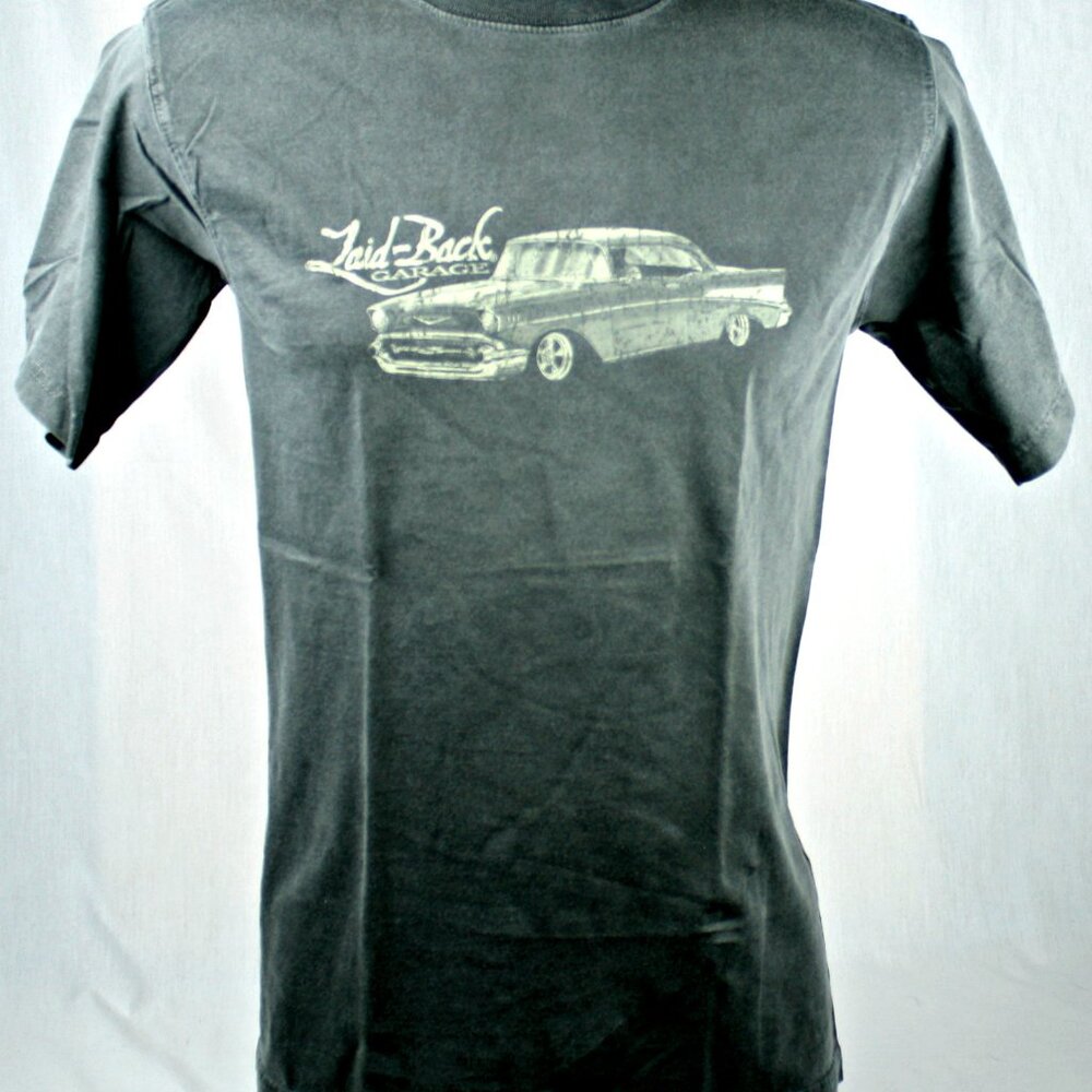 57 Chevy Chevrolet Car T-shirt Laid Back Garage Gray Sml Vintage New